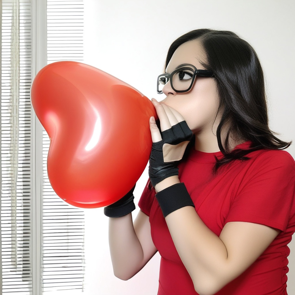 blowing heart balloon,  kiss,  fingerless gloves on Tensor.Art