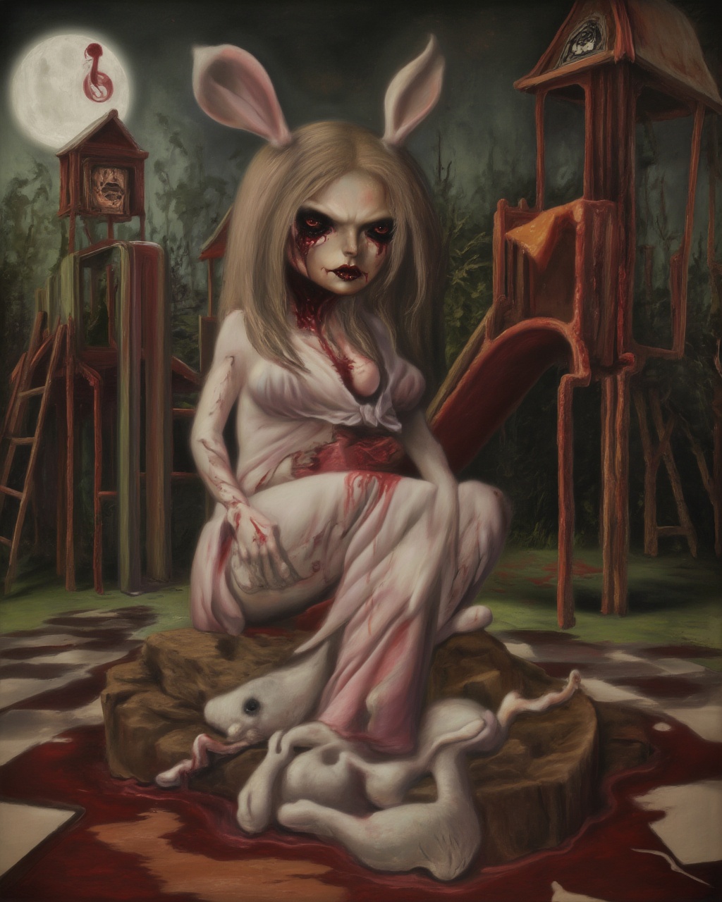 old oil painting of a gothic woman,  rotting,  large breasts on Tensor.Art