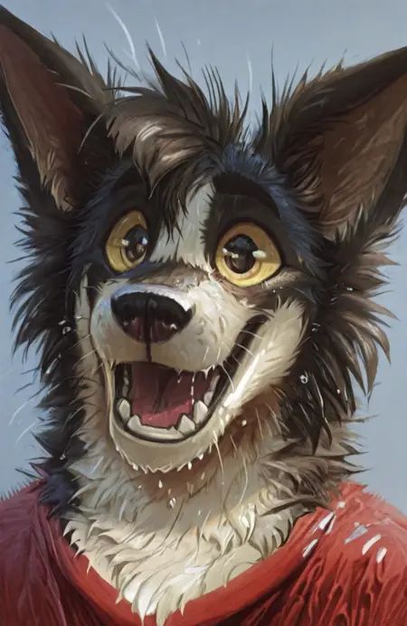 wet fur,  latrans,  anthro on Tensor.Art