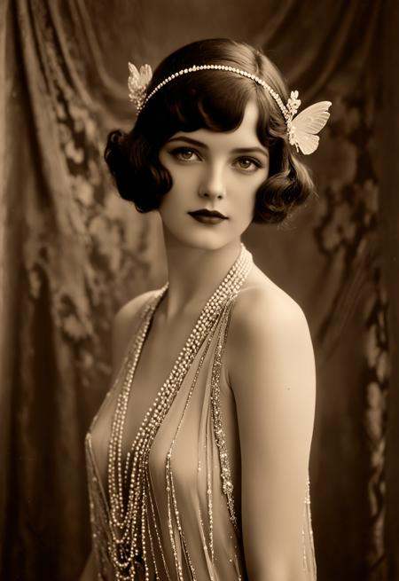 minimalist simply peaceful Ziegfeld Follies Girl,  Jean Ackerman,  Art Deco on Tensor.Art