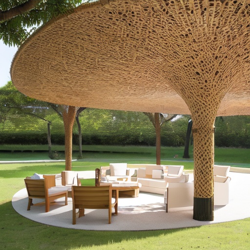 a pavilion made of rattan,a field full of rape blossoms,<lora:20240102-1704177466587:0.7>,