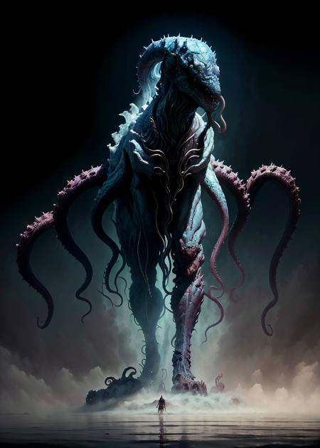 (8k, RAW photo, best quality, masterpiece:1.2),ultra realistic, masterpiece,  <lora:Cthulhu_monster:0.7>, solo, white background, full body, monster, simple background, standing, tentacles, eldritch abomination, optimus prime,