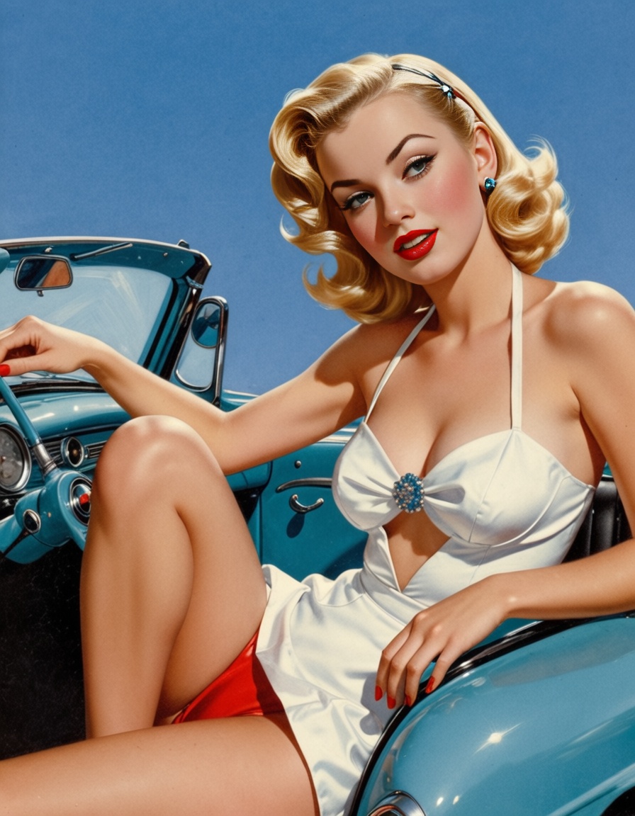 ehpin,  girl driving a car on Tensor.Art