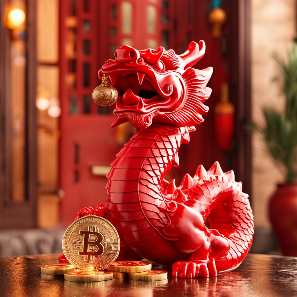 Red Dragon Mouth spits Dragon Ball and places it on the wooden tableNext to it,there are gold coins as a backdrop,with a retro door and potted plants in the background,<lora:---long-XL:0.8>,