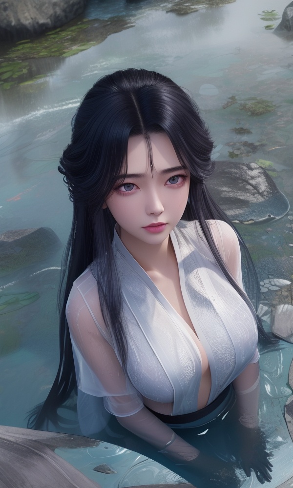 (,1girl, ,best quality, ),looking at viewer, <lora:373-DA-仙逆-周紫虹:0.8> ,(Highest picture quality), (Master's work), full body, (ultra-detailed), the portrait is centered, 1girl, raiden shogun, nsfw, (wet clothes), blush, bare hips, (sheer shirt), (from above:1.7), (translucent dress), water drop, (rain), (outdoors), stained, wet hair, wet dress, wet, scenery, (long hair), nature background, close up, ((on back)), water, lying in water, masterpiece, best quality, ultra high res, highly detailed, (abstract expressionism art:1.4), [girl | fire ghost:10], love,, dark rainbow theme, colorful, visually stunning, beautiful, gorgeous, emotional, intricate, perferct shading, rainbow hair,upper body,(()),