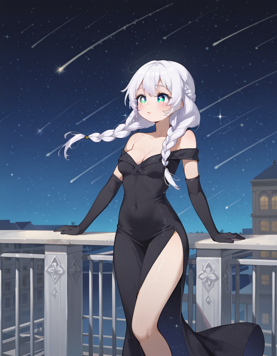 bstyle1girl,  balcony,  long dress on Tensor.Art