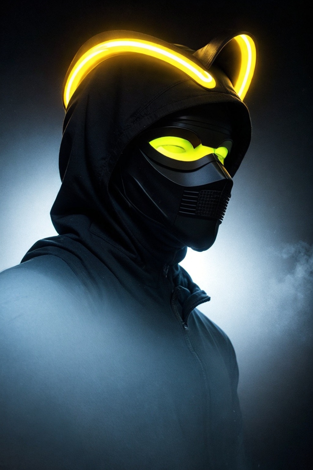 Man,  anonymous mask,  yellow neon mask on Tensor.Art