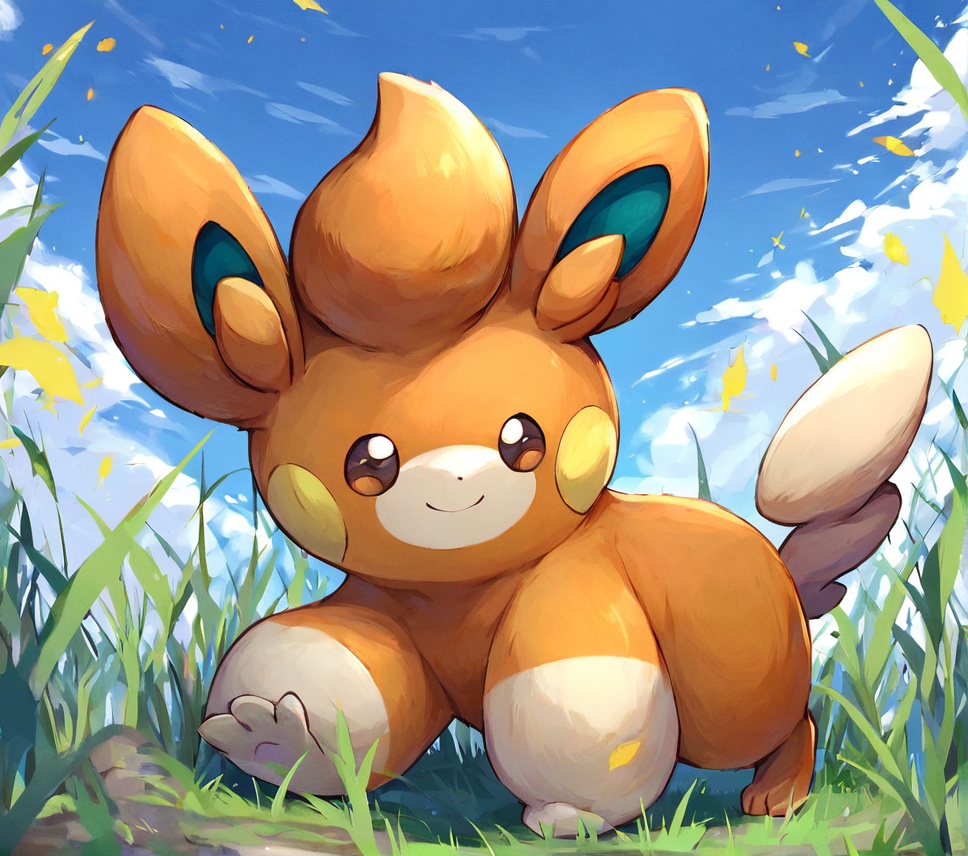 Masterpiece,high quality,full body,pokemon \(creature)\,solo,no humans,pawmi,no humans,pokemon \(creature\),solo,outdoors,smile,grass,closed mouth,day,sky,brown eyes,blue sky,<lora:pawmi XL:1>,score_9,score_8 up,