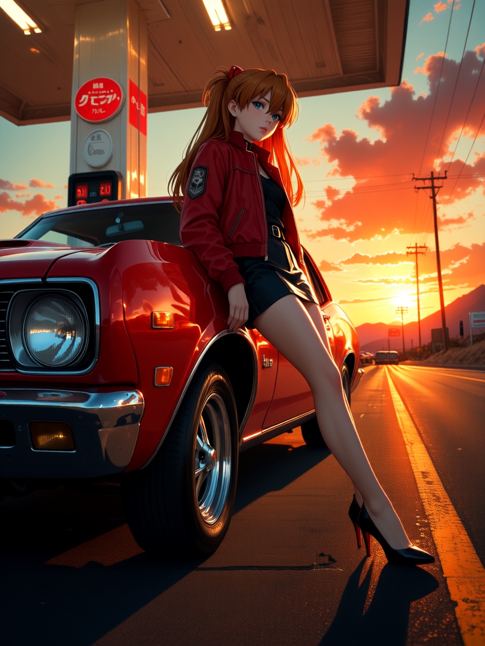 Asuka Langley Soryu,  recognizable anime character,  long auburn hair on Tensor.Art