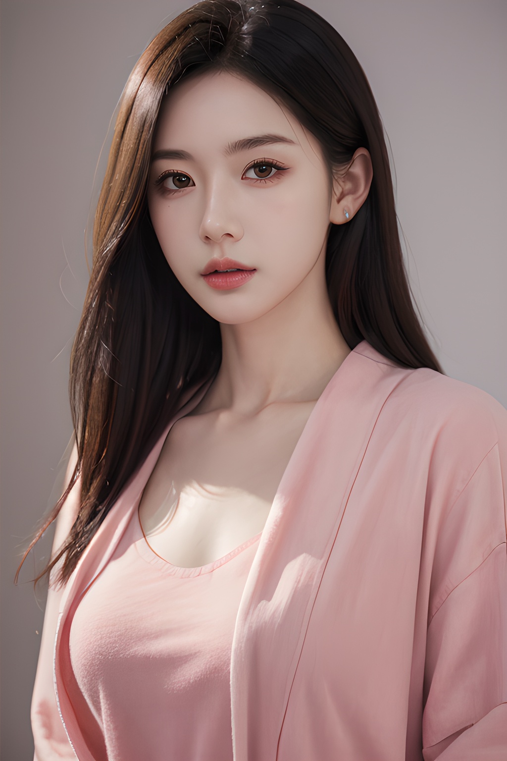 <lora:0812_10:0.6>,simple background,pink cloth,, 1girl,realistic,masterpiece, best quality, photorealistic, HDR,detail