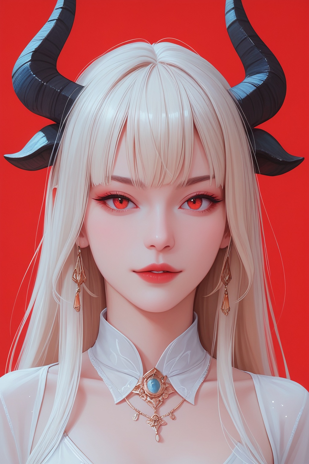 score_9,score_8_up,score_7_up,gthan,red eyes,red background,1girl,dark,horns,