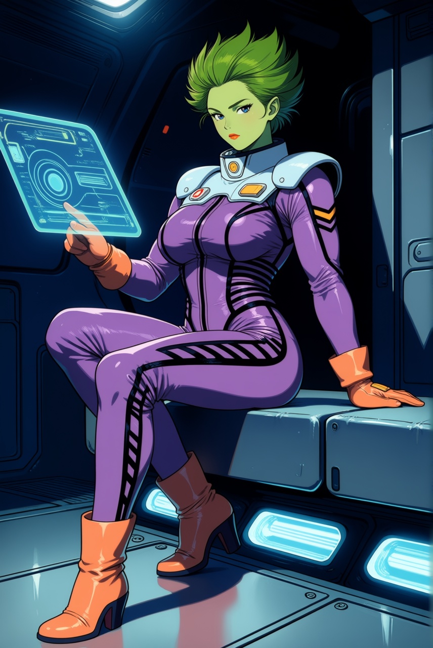 Veffidas_Feaze,  large breasts,  short green hair on Tensor.Art