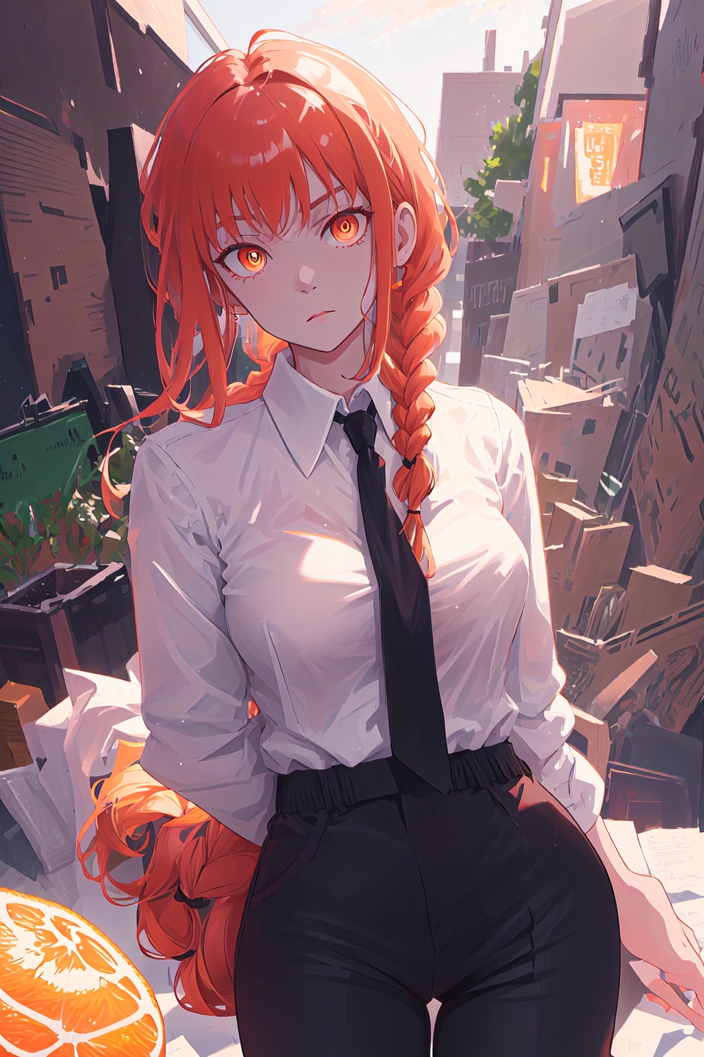 makimav1,  white collared shirt,  black pants on Tensor.Art
