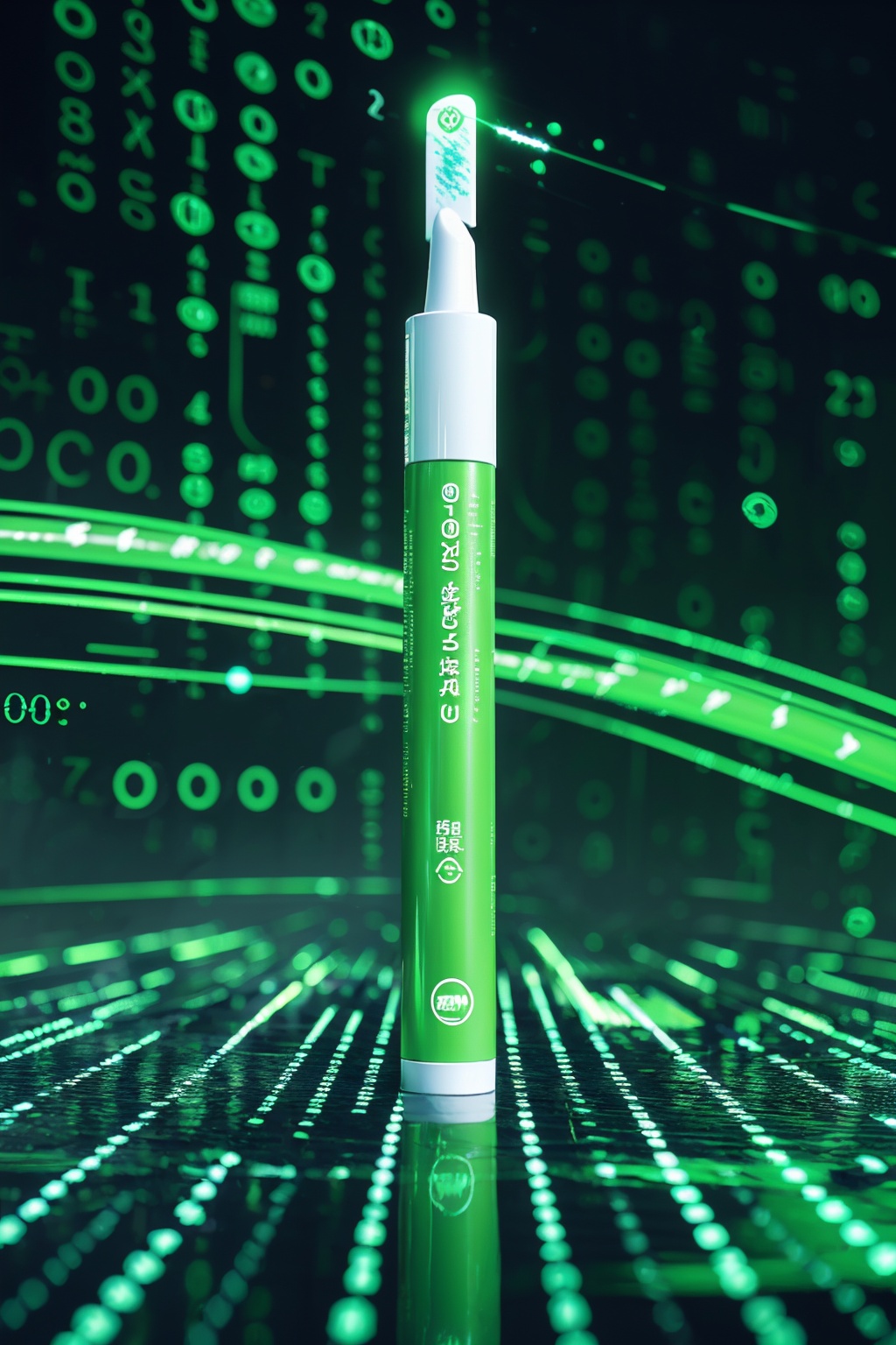 sdmai,Data streams,abstract art,binary code,cyberspace,Green theme,toothpaste<lora:SDMAI数字抽象线性艺术:0.75>,