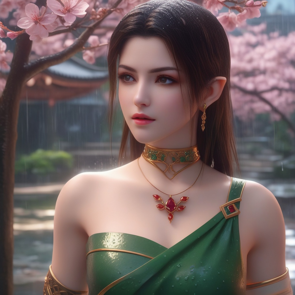 <lora:850-DA-XL-斗破苍穹-美杜莎-红色睡衣:0.8>, (,1girl, ,best quality, ),, ,ultra detailed 8k cg,            cinematic lighting, cinematic bloom, (( , )),,  , unreal, science fiction,  luxury, jewelry, diamond, pearl, gem, sapphire, ruby, emerald, intricate detail, delicate pattern, charming, alluring, seductive, erotic, enchanting, hair ornament, necklace, earrings, bracelet, armlet,halo,masterpiece, (( , )),, realistic,science fiction,mole, ,cherry blossoms,(((, , ultra high res, (photorealistic:1.4), raw photo, 1girl, , rain, sweat, ,wet, )))(( , ))   (cleavage),lying,