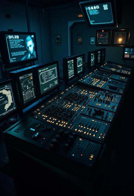 futuristic computer lab,  dark lighting,  dials on Tensor.Art