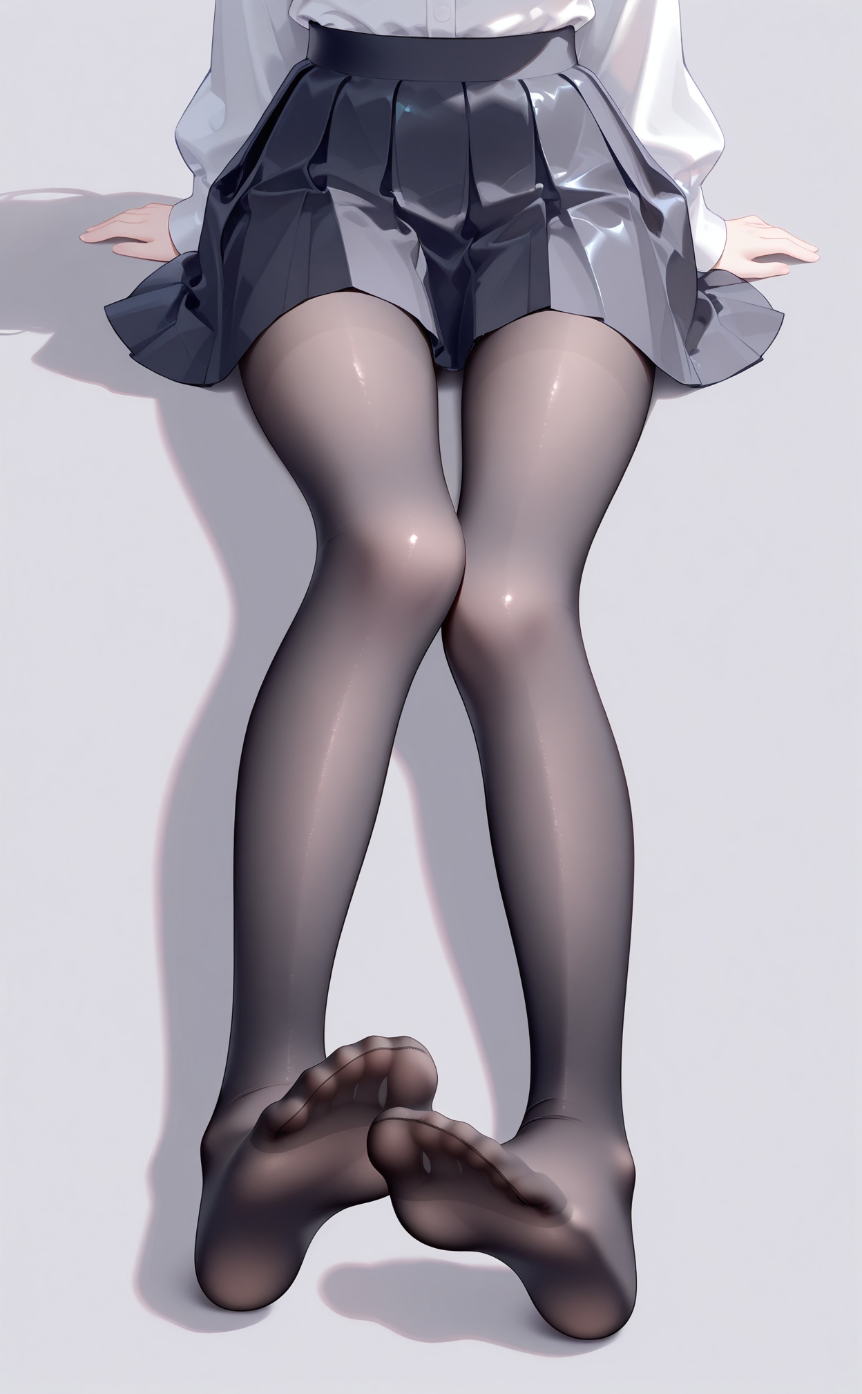 masterpiece,very aware,highres,absurdres,newest,best quality,loli,petite,high quality,//,1girl, feet, pantyhose, soles, no_shoes, solo, lower_body, foot_focus, skirt, toes, legs, black_pantyhose, pleated_skirt, sitting, black_skirt, shadow, grey_background, fine_fabric_emphasis, simple_background, shiny_clothes, miniskirt, thighs//,(Artist:rurudo:0.7),[artist:mochizuki_riku],(artist:myusha:0.7),(artist:chocoan:0.4),(artist:deyui:0.5),[[aki_(1360505188)]],Artist:himitsu_(hi_mi_tsu_2),//,<lora:zjlt——【noob】hans:0.4>,<lora:mrIto——【noob】hans:0.6>,<lora:BA02:0.4>,