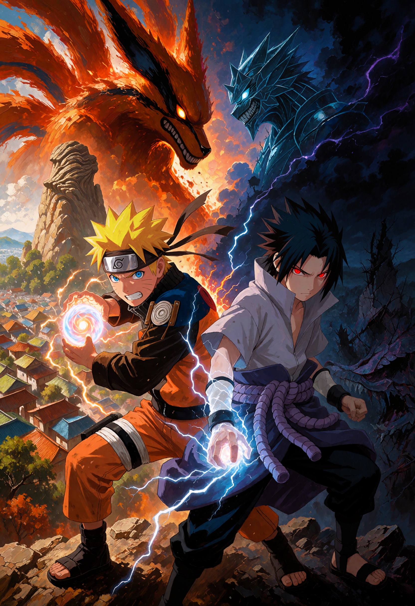 Highly detailed. Atmospheric lighting. visually impressive,  extremely detailed.Naruto Uzumaki and Sasuke UchihaNaruto Uzu...