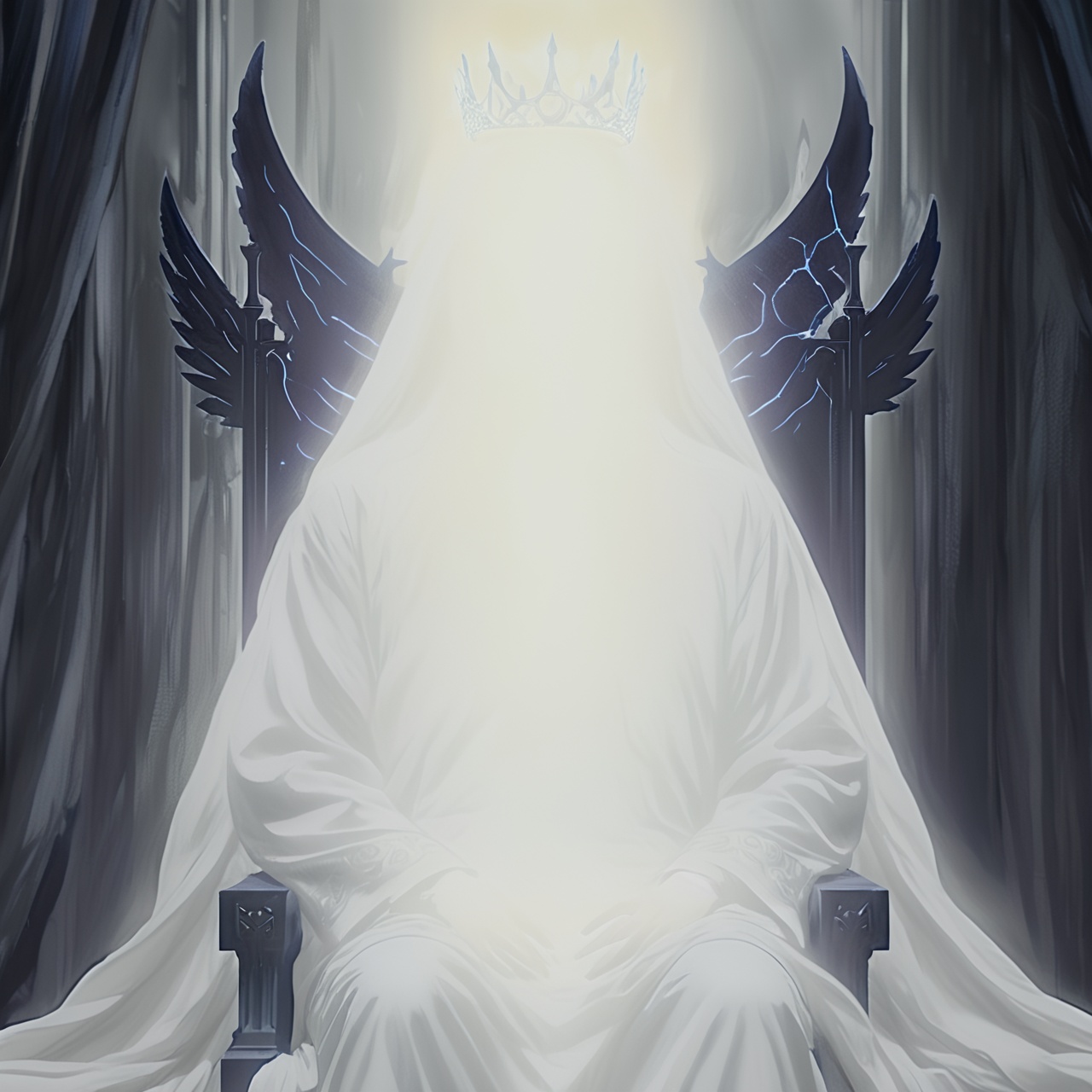 lghtshft_lora,  glowing,  demonic king sitting on throne on Tensor.Art