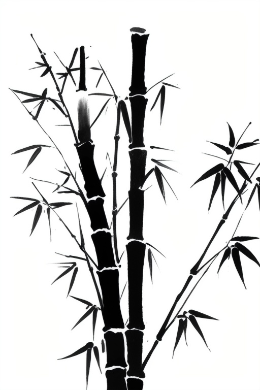 flat design style, monochrome, ink painting style, greyscale, bamboo, white background,<lora:lbc_bamboo_v1.0:1>,