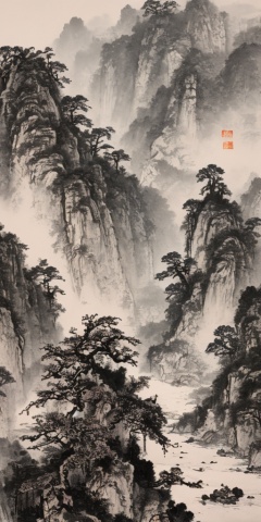 Traditional Chinese ink wash landscape painting with meticulous brushwork,draw,High definition,best quality,masterpiec8K.HDR.Intricate details,ultra detailed,8k,masterpiece,best quality,<lora:guanshanyue_20240304132651-000005:1>,guanshanyue,TaiHang