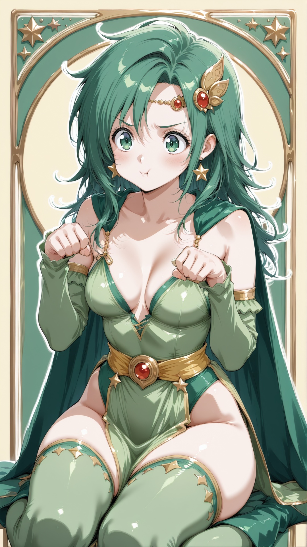 rydia,  green hair,  long hair on Tensor.Art