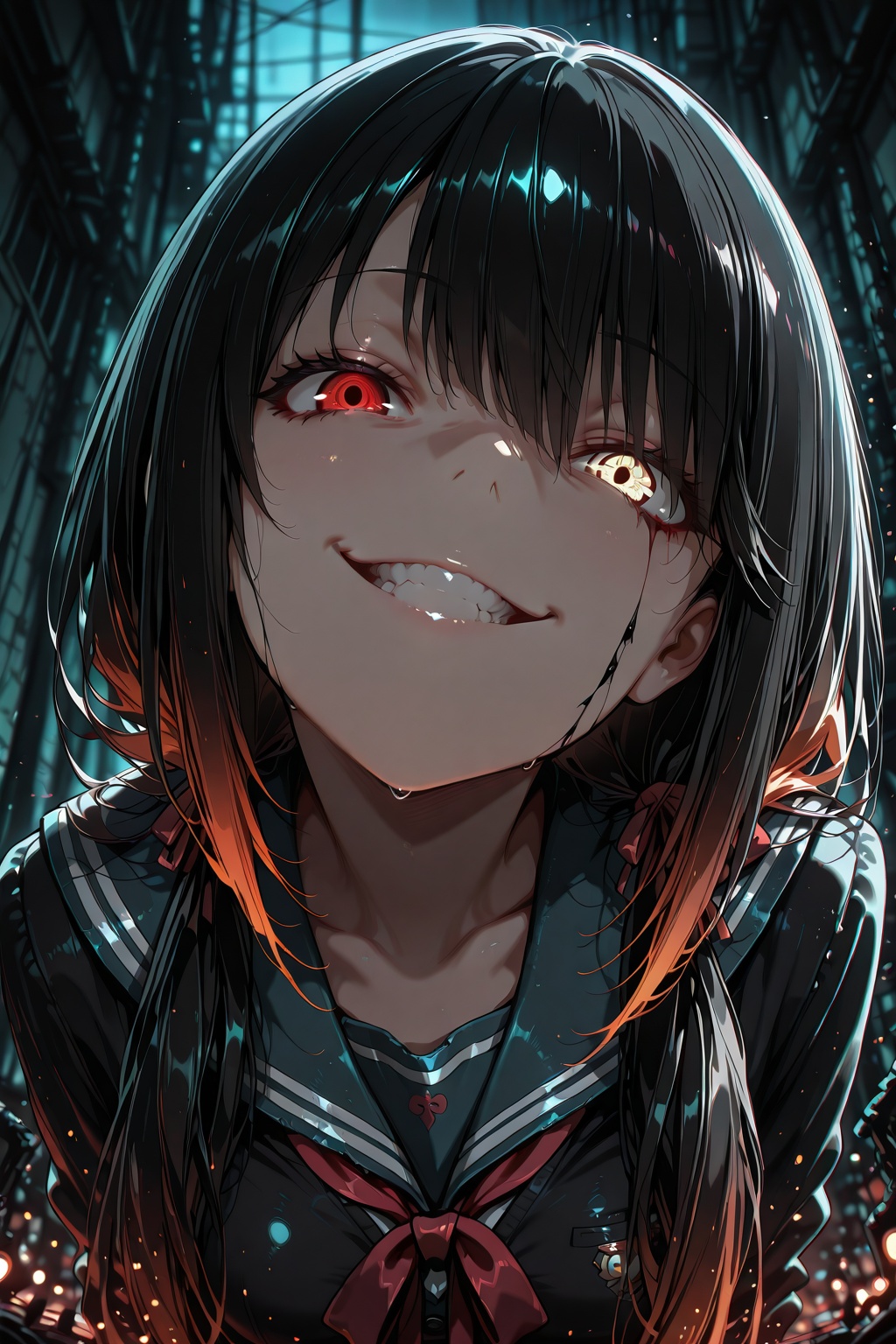 Tokisaki_kurumi,  school uniform,  evil smile on Tensor.Art