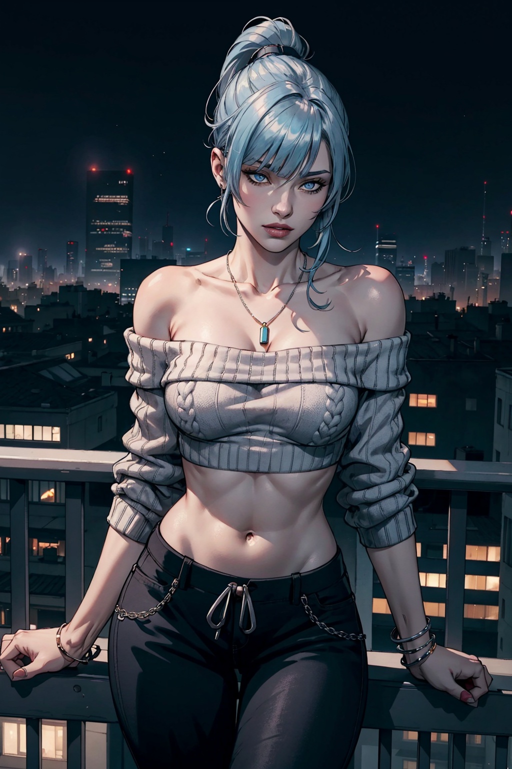 beautiful woman,  athletic,  blue hair on Tensor.Art