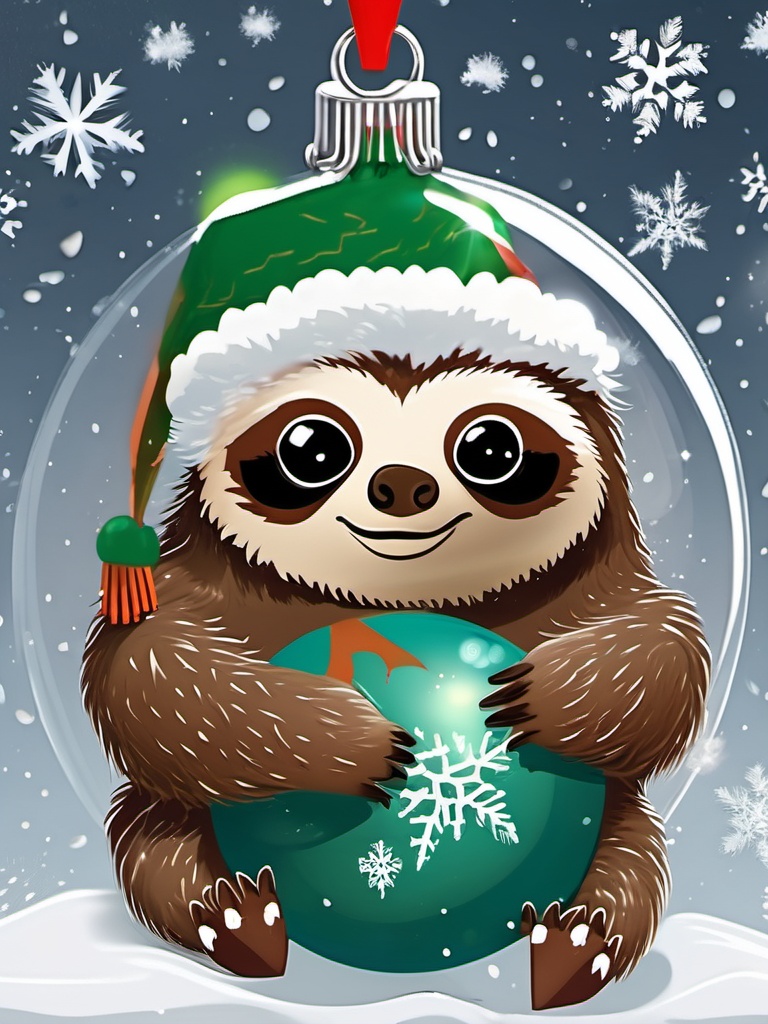XmasBushy,Two festive sloths in holiday attire,holding a Christmas tree ornament and surrounded by snowy ground with falling white flakes.,<lora:Pony.CNDragonMB:0.8>,
