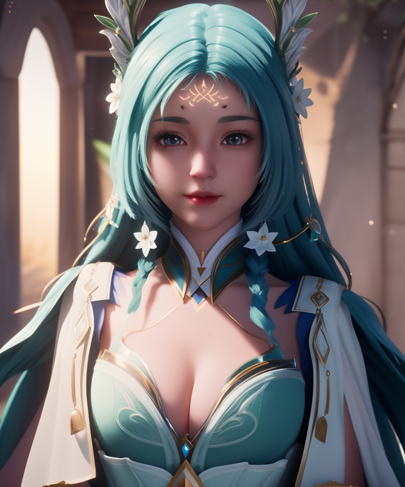 <lora:509-DA-神印王座-夜小泪:0.8>(,1girl, ,best quality, ),looking at viewer,  ,,ultra detailed background,ultra detailed background,ultra realistic 8k cg, ,masterpiece, (( , )),, realistic,science fiction,mole, ultra realistic 8k cg, ,     ,crescent moon, jasmine \(flower\),     (cleavage), (),