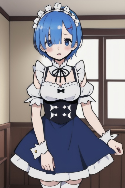 Rem\(re zero kara hajrmeru isekai seikatsu\),blue hair,short hair,Maid service,