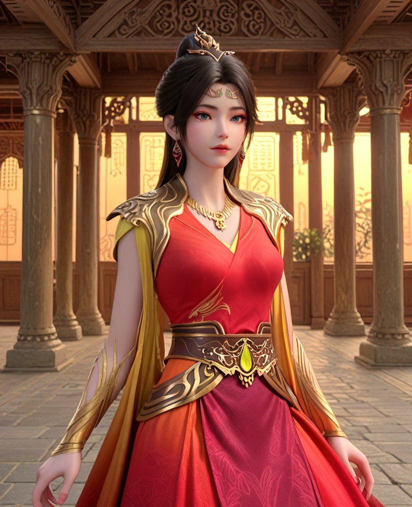 (oriental architecture, elegant decor, sophisticated style:1.1),(legs over head:1.1),(breasts:1.2),<lora:XL神墓东方凤凰:0.95>,miss dongfangfenghuang,red dress,sash,pauldrons,necklace,blue eyes,black hair,hair ornament,hair bun,earrings,jewelry,shawl sleeves,bracer,, score_9,score_8_up,score_7_up,score_6_up,score_5_up,score_4_up,3d rendering,tag1,tag2, Cinematic Lighting,backlighting,