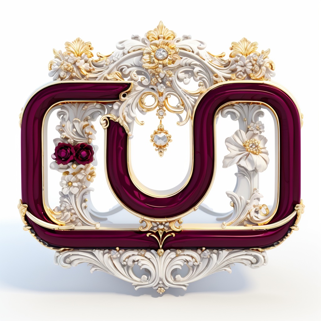 baroque style,hjyvktrtext2,((gold)),ruby,diamond,no humans,flower,(white background:1.2),still life,simple background,letter,text design,masterpiece,best quality,(highly detailed),<lora:hjyvktrtext2--000019:0.7>,c4d,3d model,