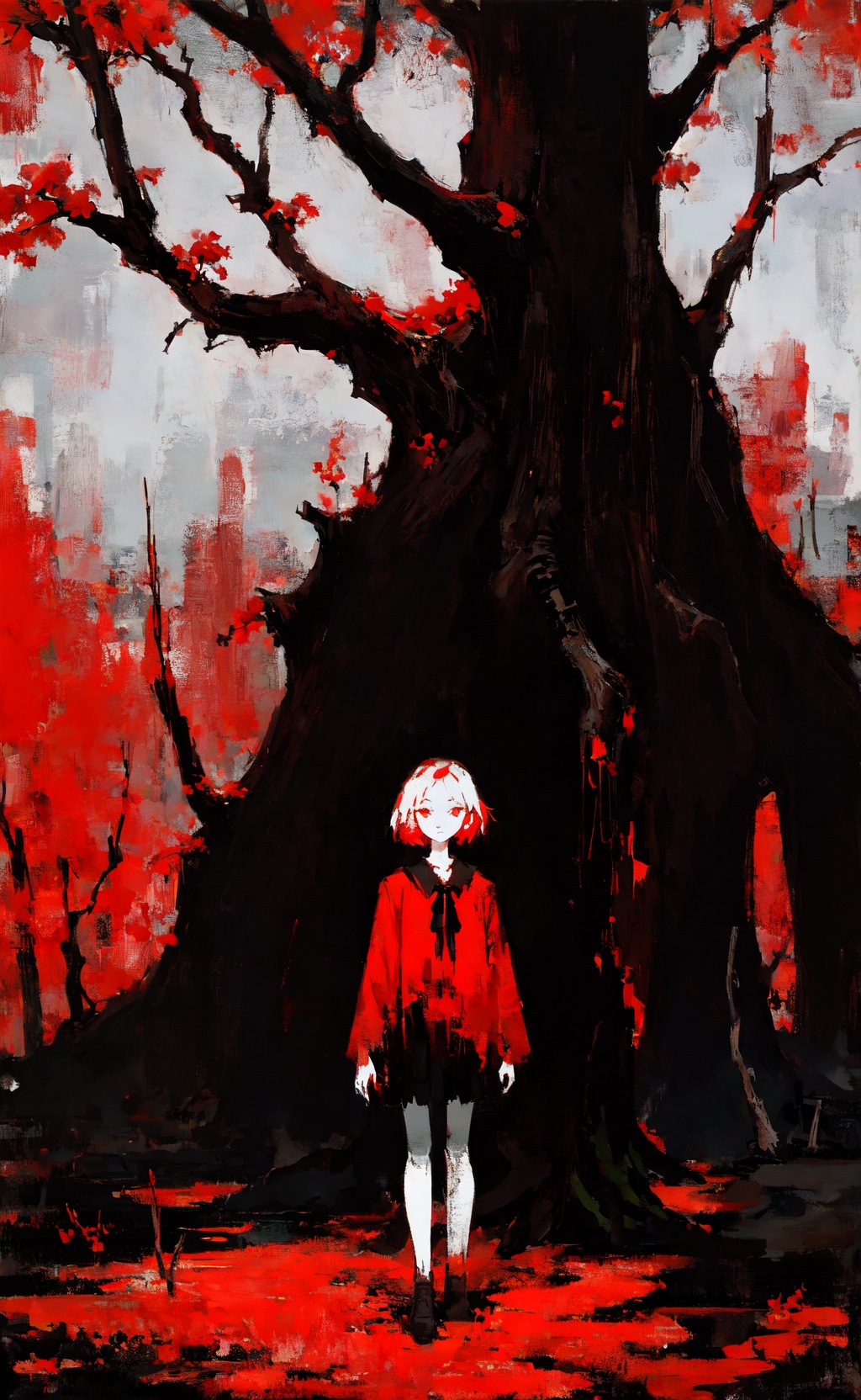 masterpiece,  best quality,  girl standing under the dead tree on Tensor.Art