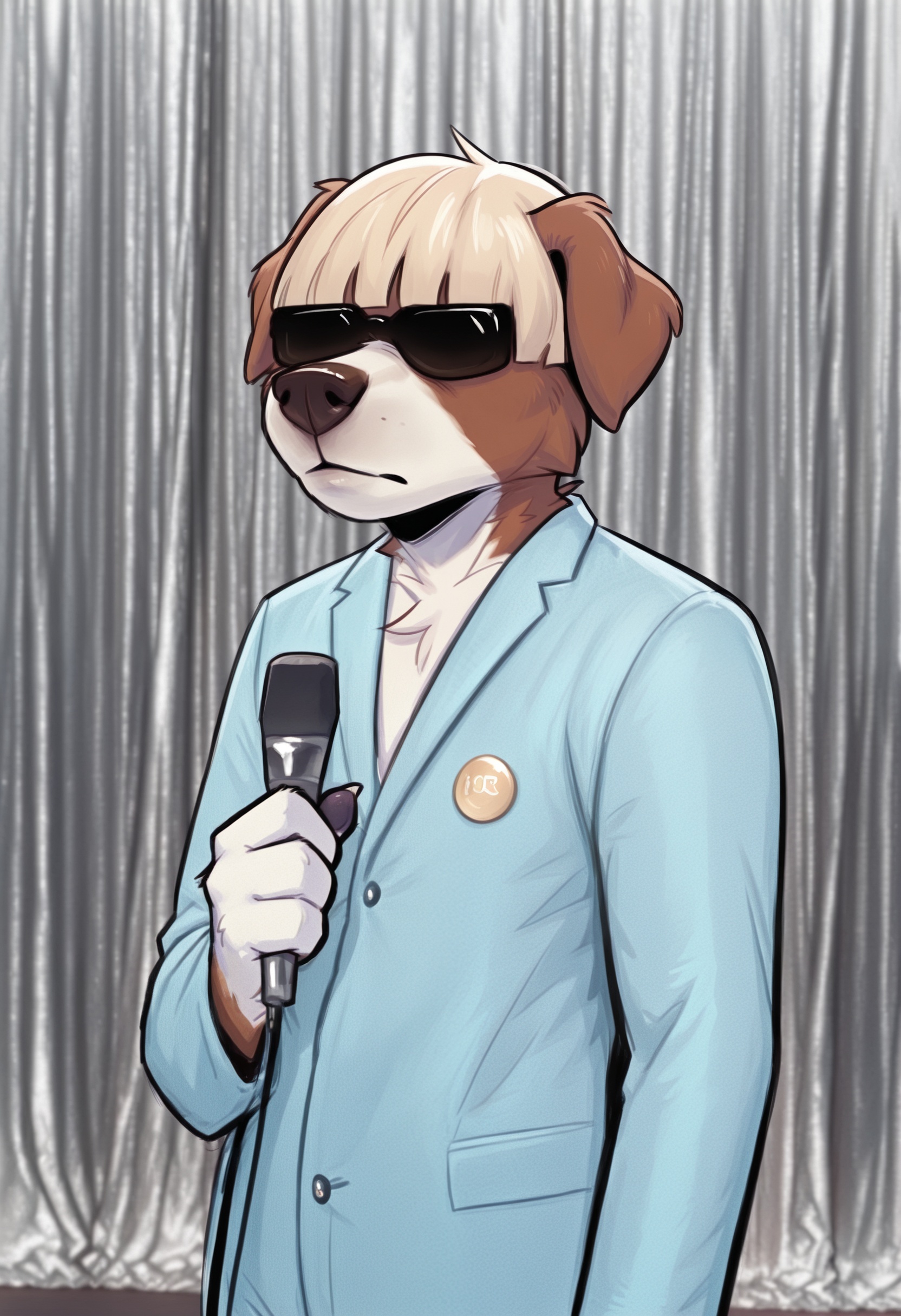 upper body,  formal,  holding microphone on Tensor.Art