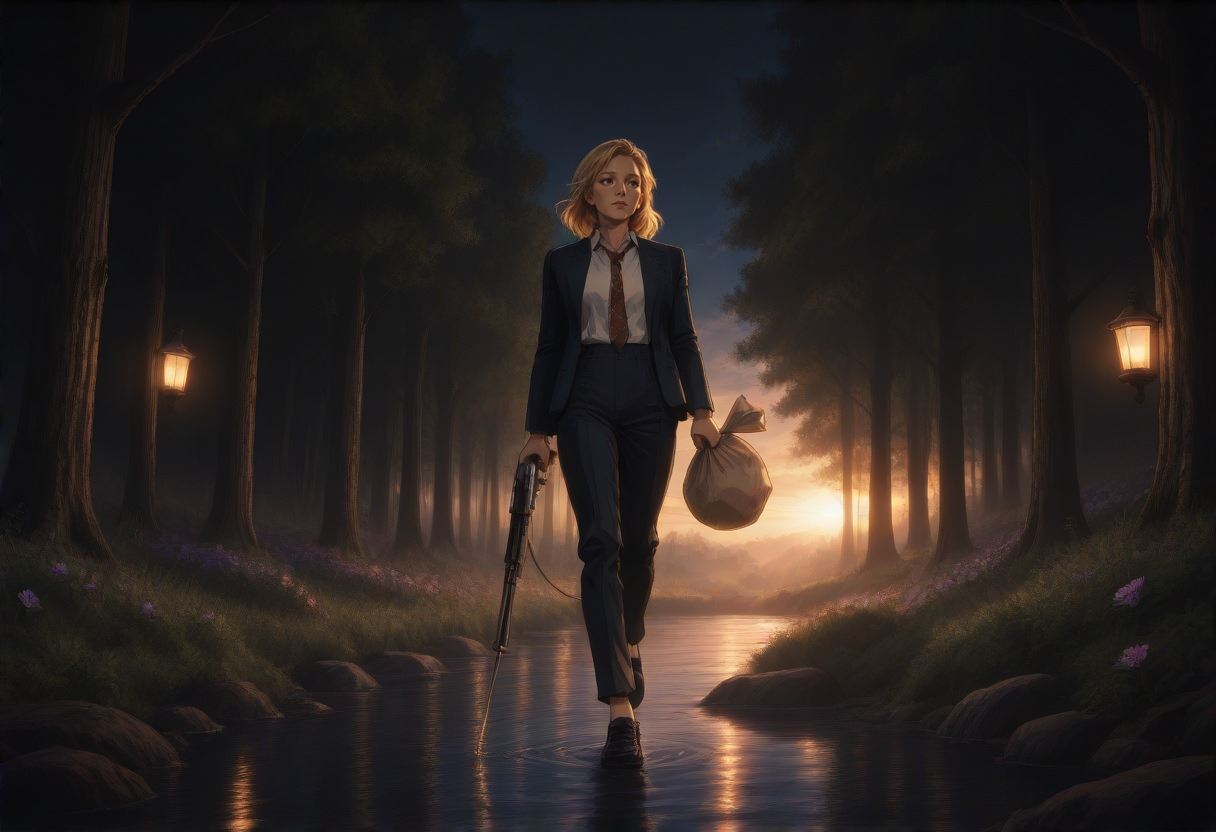 a Surprising man,  a gorgeous woman with long light-blonde hair wearing a low cut tanktop,  "((1girl on Tensor.Art