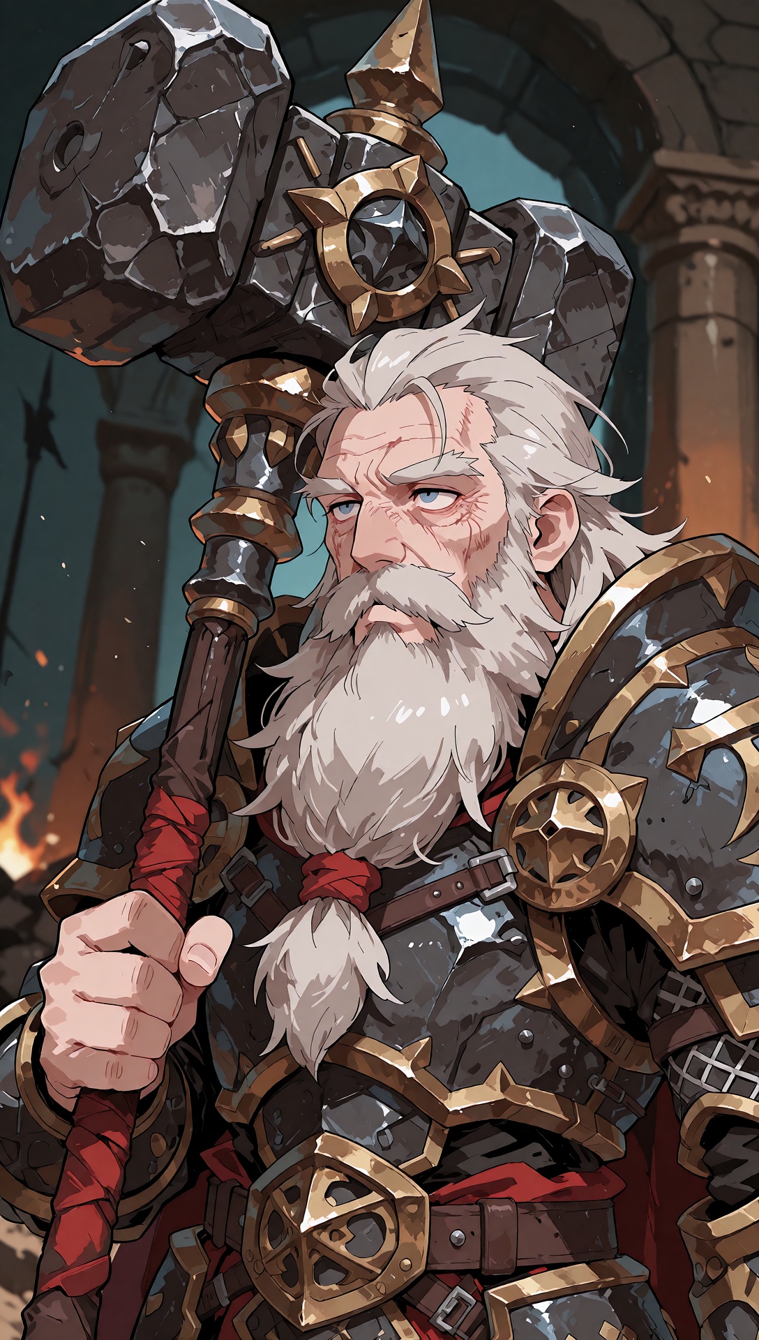 A close-up portrait of an elderly man with a long,  thick,  gray beard and deep wrinkles on Tensor.Art