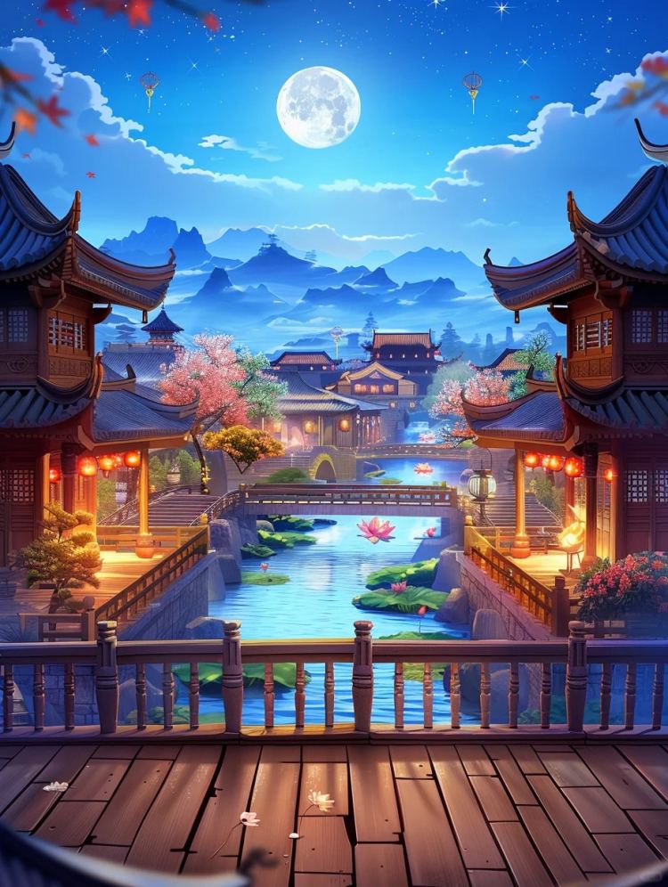 中秋节海报素材背景-flux1.0 by ai老头 on Tensor.Art
