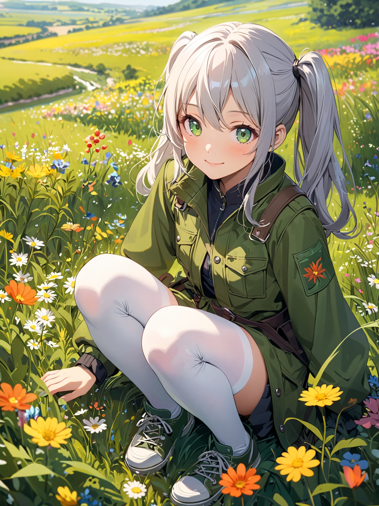 (young girl),  (highly detailed beautiful face and eyes,  silver hair:1.5 on Tensor.Art