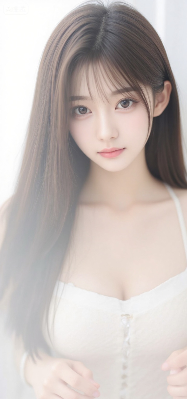 big breasts,Photograph of a young Asian woman with long,straight brown hair and bangs,wearing a white,sheer top. She has fair skin,light brown eyes,and pink lips. The soft,white background highlights her delicate,serene expression. The image has a gentle,ethereal quality.,, Negative prompt: ng_deepnegative_v1_75t,(badhandv4:1.2),EasyNegative,(worst quality:2),,nsfw, Steps: 20, Sampler: Euler, CFG scale: 3.5, Seed: 106279095, Size: 720x1536, Model hash: 49fe535dad, Model: 星梦·电影&电视剧_Film_fp8.safetensors, Denoising strength: 0, RNG: CPU, Lora 1: F.1极致摄影-逼真人像, Lora Hash 1: 4f75f140d1, Lora Weight 1: 0.8, vae_name: automatic
