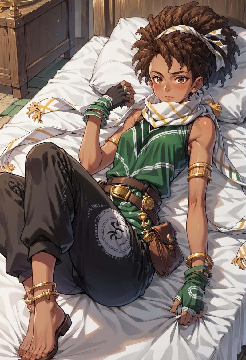 1girl,  very dark skin,  brown hair on Tensor.Art