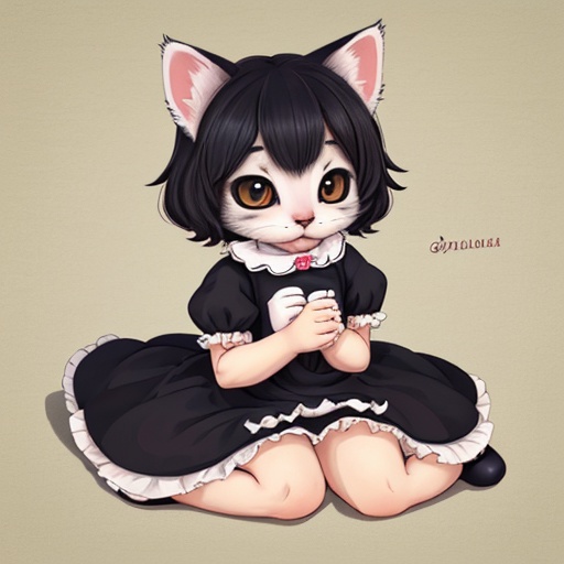 A baby kitten in a dress,  furry,  Anthro on Tensor.Art