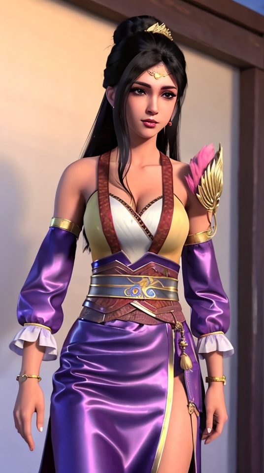 1girl,black hair,bracelet,breasts,cleavage,detached sleeves,earrings,gloves,hair bun,jewelry,long hair,makeup,medium breasts,solo,,<lora:02e46eee2de419de13572e2508e2845ea604ff85f5ce07f8fbbd5603c6d0ebf5:0.7>