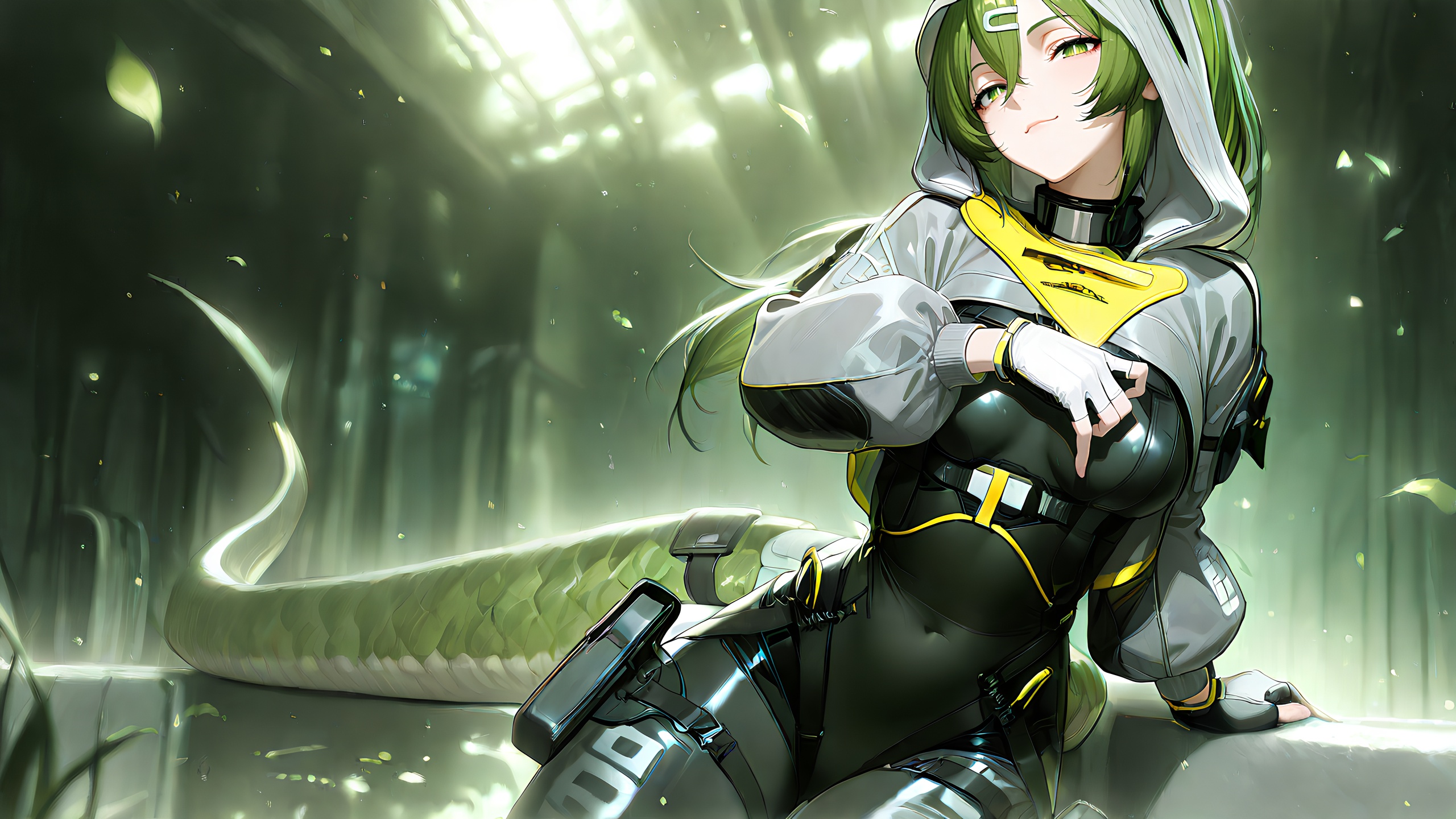 fluorite,  green hair,  ponytail on Tensor.Art