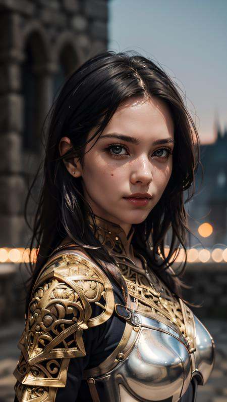 Portrait of a girl,  the most beautiful in the world,  (medieval gold armor) on Tensor.Art