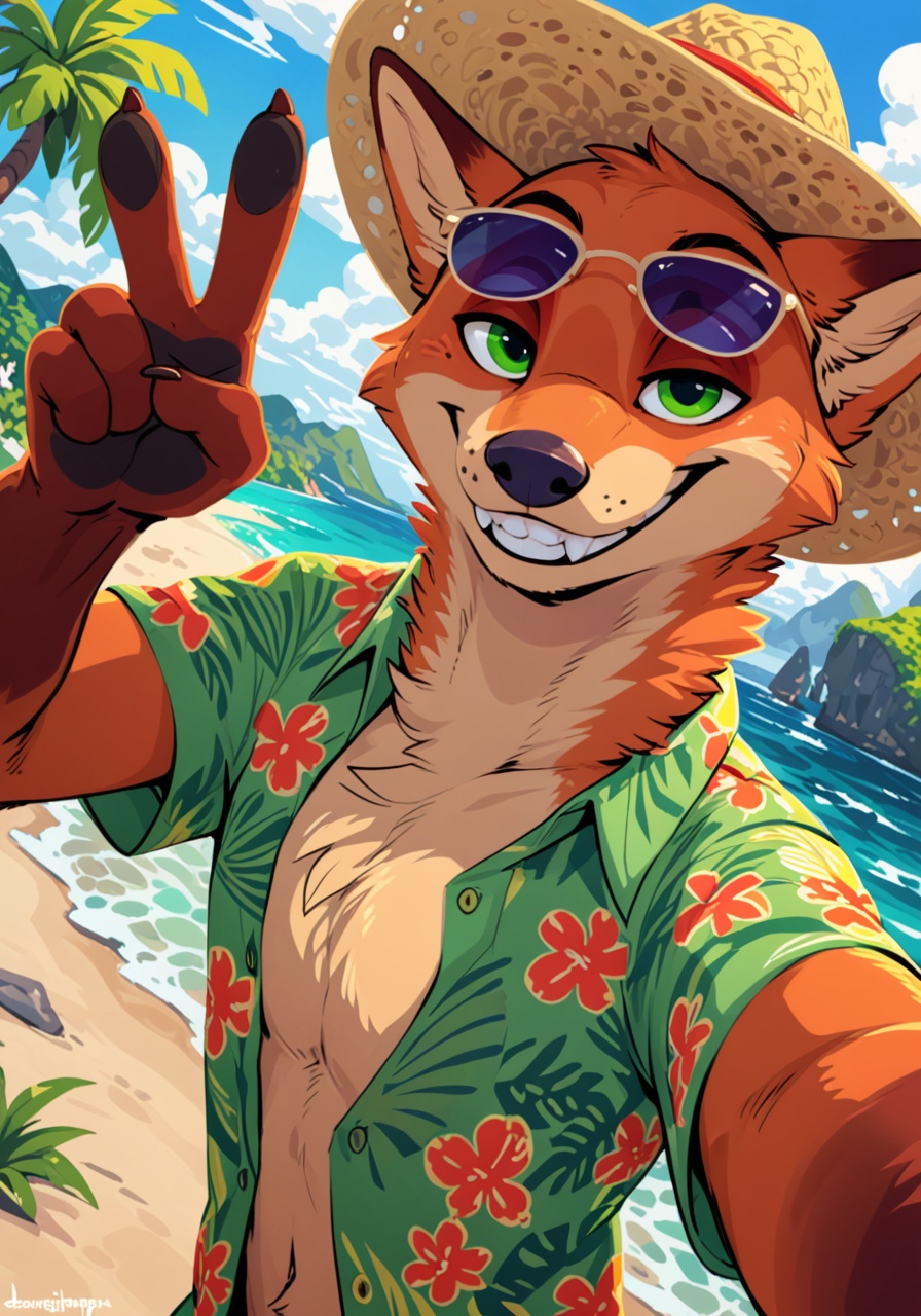 solo nick wilde,  bedroom eyes,  sunglasses on Tensor.Art