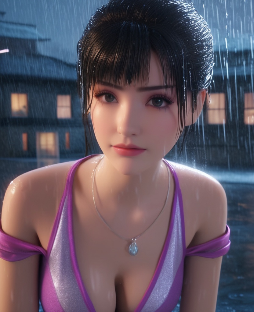 <lora:578-DA-XL-斗破苍穹-小医仙:0.8>(,1girl, ,best quality, ),looking at viewer,masterpiece, (( , )),,ultra realistic 8k cg, ,      ,building, bare_shoulders,cleavage cutout, eyelashes,magic,hydrokinesis,sweat, wet, rain, ,       (cleavage), (),