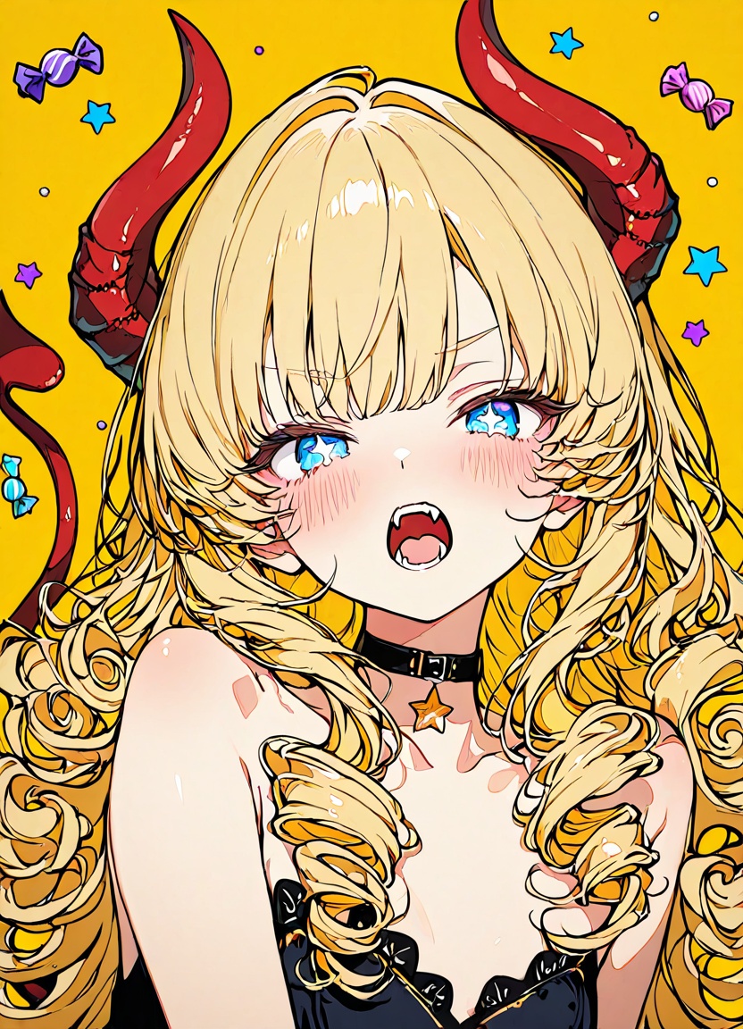 1girl,  fangs,  horns on Tensor.Art