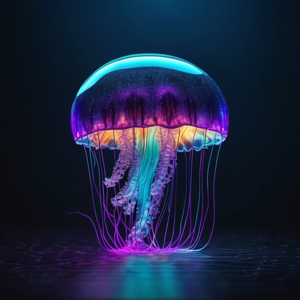 cinematic moviemaker style,  A photorealistic Discoball jellyfish,  neon luminous lighting on Tensor.Art