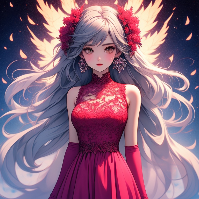 (masterpiece),illustration, best quality, best refined rendering, extremely detailed, CG unity 8k wallpaper, sharp and clean edges, less noise, drawing as detailed and clear as possible, vivid and bright and colorful picture, extremely detailed fabric and clothes texture,1girl, solo,medium breasts, blush face, expressionlesswhite color and sleeveless and lace trimmed and fine fabric emphasis strapless dress, beside the water,white plum blossoms blooming and dancing in the sky, beside the river,long and silver and floating hair with white lace-trimmed hair ribbon, two side up,silver crystal earrings,(white color and lace trimmed elbow gloves:1.3),[purple|red|blue] color and jewel-like eyes, exquisite and detail-rich eyes, red eyeshadow,looking at the viewer, skirt lift,